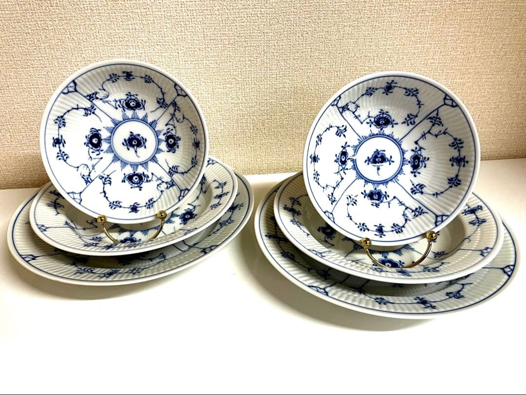 【美品3セット】ロイヤルコペンハーゲン ブルーフルーテッド プレイン3セットx2