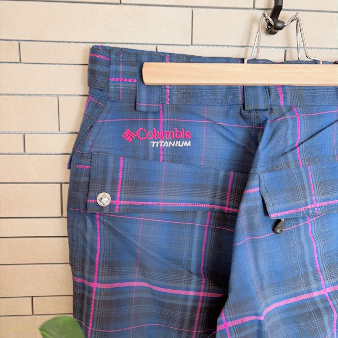 コロンビア スノーウェア S ピンク チェック 上下セットアップ オムニテック
