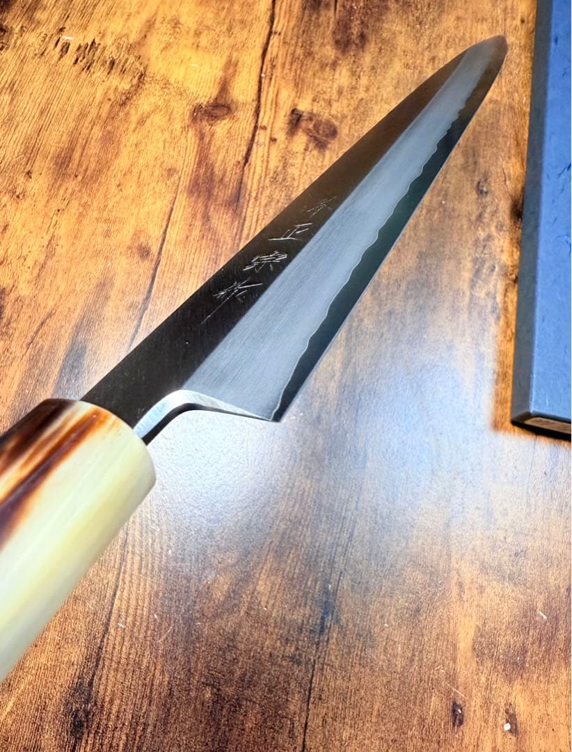 【堺刃物】刺身 柳刃　包丁　尺　銀三鋼　紫檀八角水牛柄　鞘付き