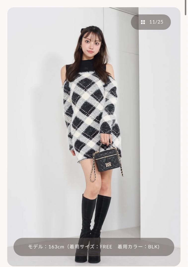 シャギーチェックミニワンピース　Darich