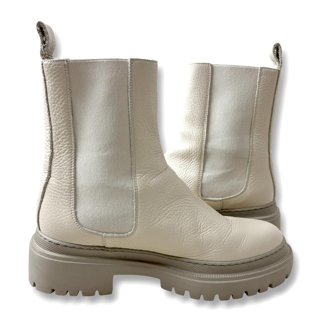 MANOVIE TOSCANE サイドゴアブーツ 38 チェルシーブーツ 白