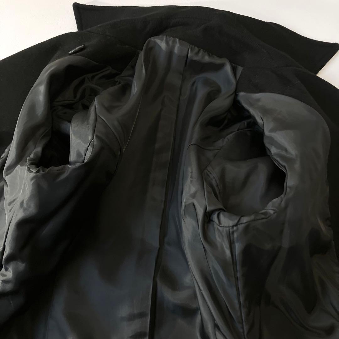 極美品 ウールコート Pコート 大きいサイズ 15号 ブラック 黒 定価3万円程