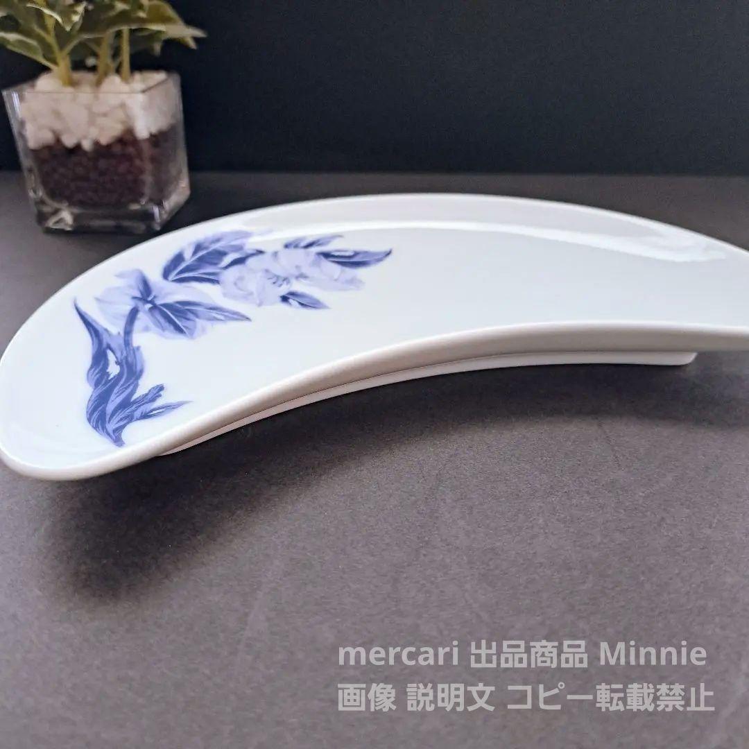 宮内庁御用達★深川製磁★オリエンタルブルー★クレセントプレート★２枚★１枚未使用