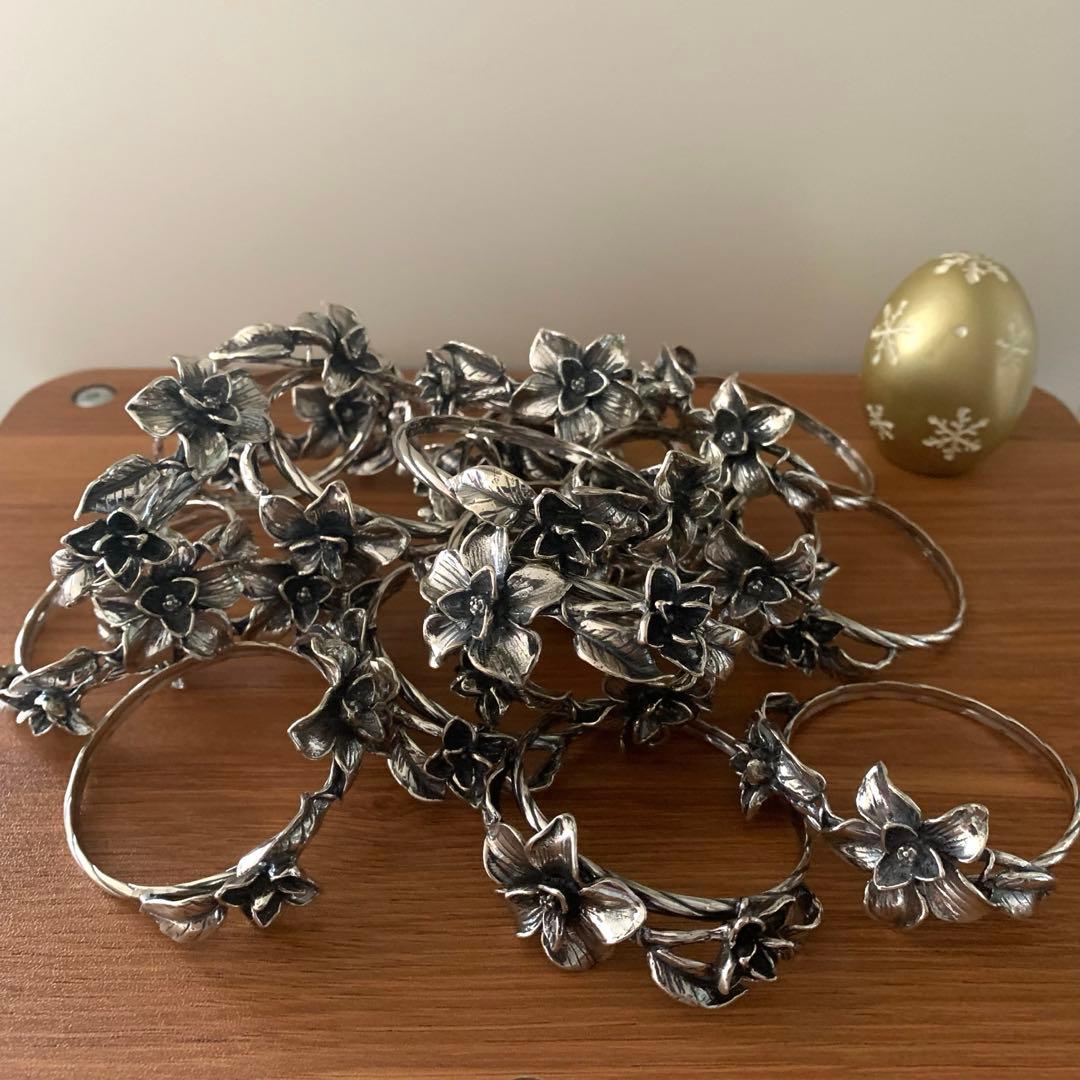 金*銀様 ☆新品☆銀座和光☆アンティーク調　SILVER800ナプキンリング☆2