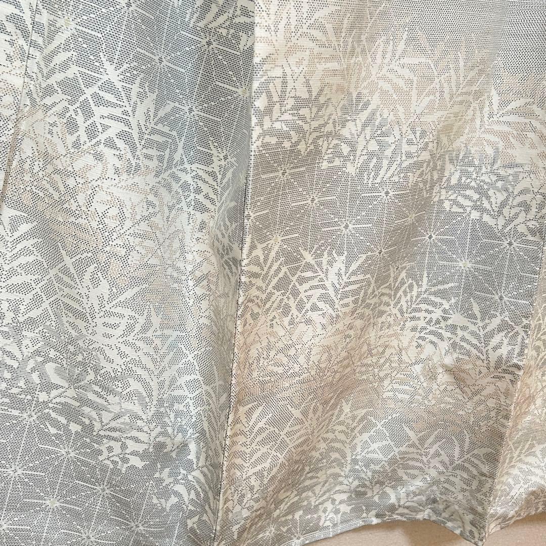 正絹　紬　付下　八掛　合わせ　ベージュ　青　緑　光沢　仕立て糸