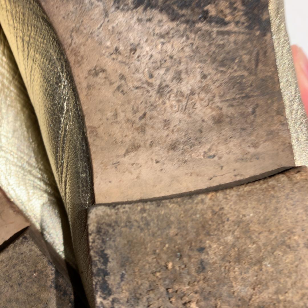 CHANEL シャネル バレエシューズ ゴールド CCロゴ フラット 24cm