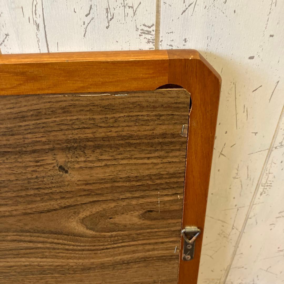 昭和レトロ 木製フレーム 隅切り 壁掛けミラー ウォールミラー 鏡 姿見 ミラー