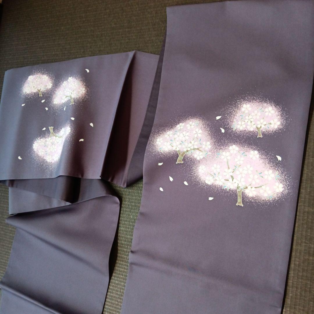 手描き友禅 工房さはこ　友禅作家　佐波古直明氏　九寸名古屋帯　夜桜