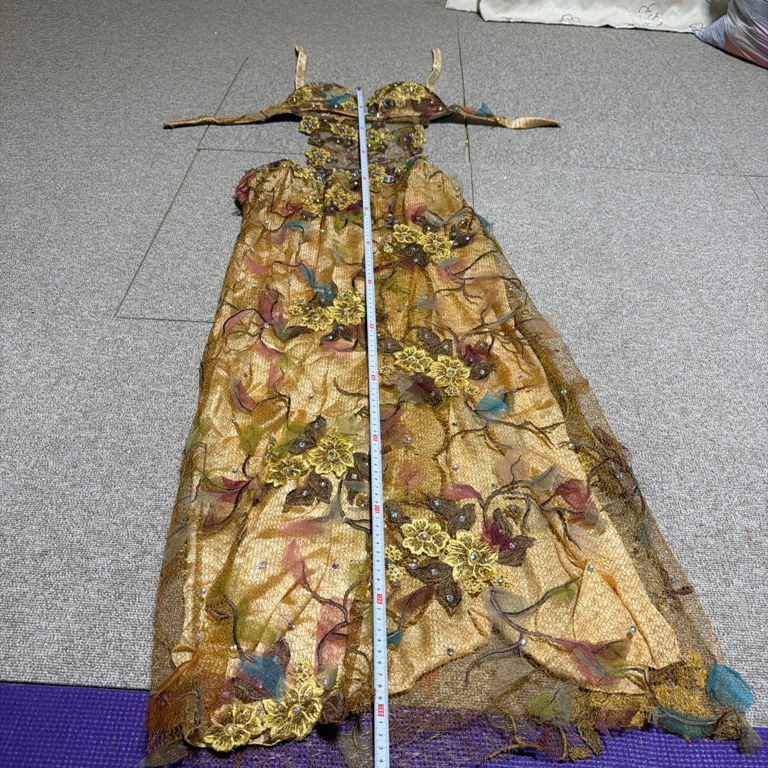 ベリーダンス セットアップ ゴールド 花柄刺繍