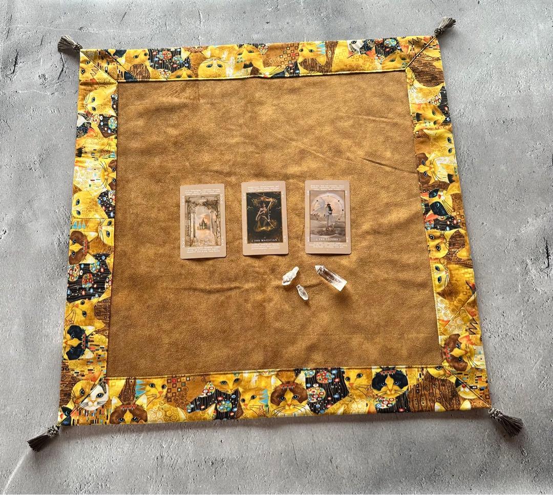 【再販】USAコットン☆エスニックキャットプリント ハンドメイドタロットクロス