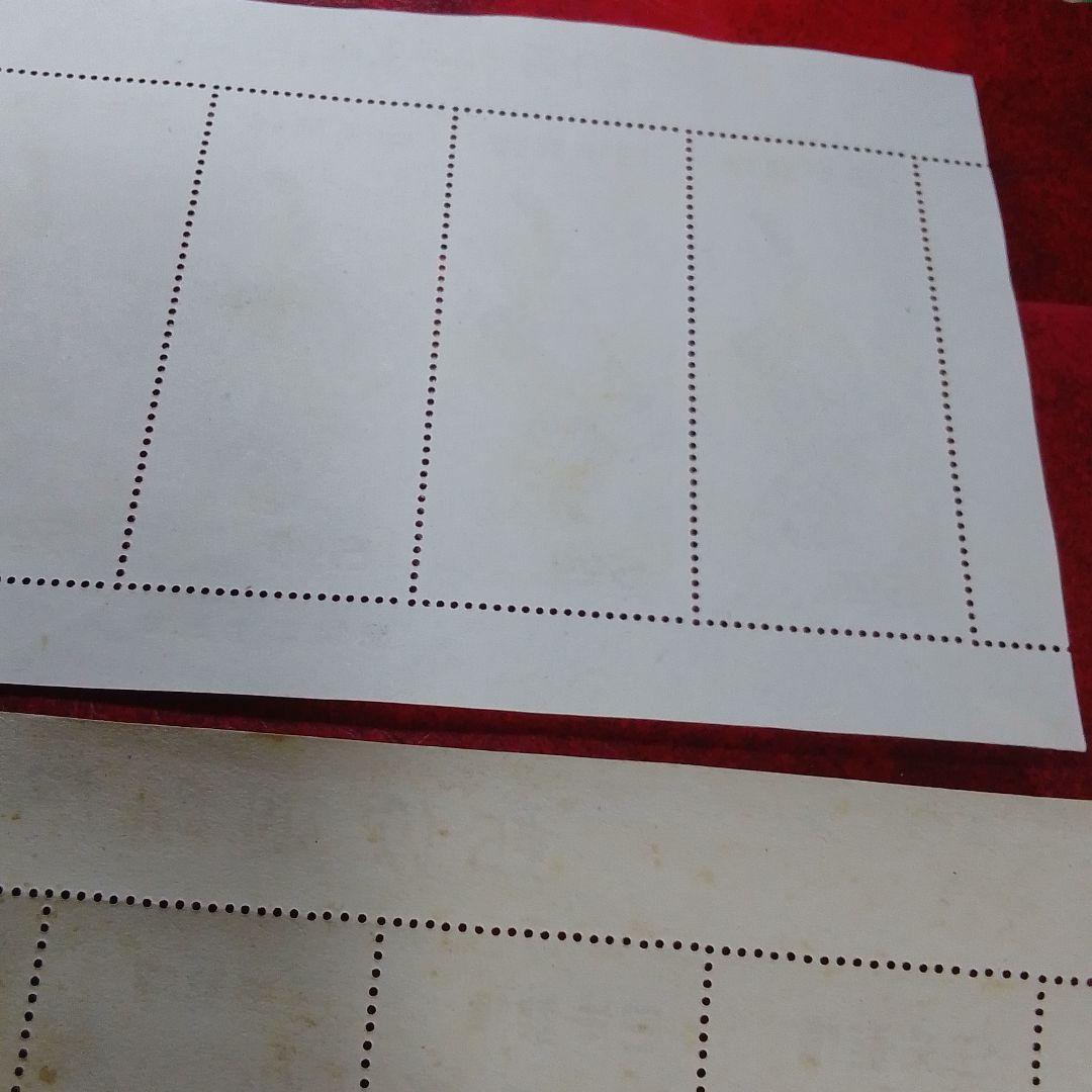 銭単位切手　見返り美人　月に雁　５面シート　2種とも糊落ち　14700円