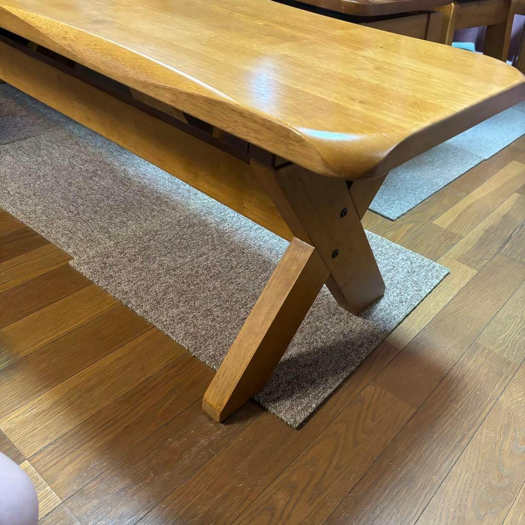 ダイニングテーブル　6人掛け　5点セット　回転椅子　長椅子　中古家具