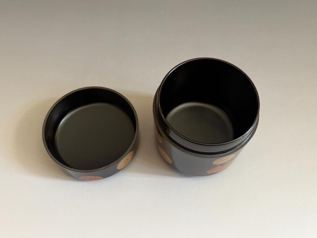 薄茶器　前端春斎　黒雪吹　高台寺蒔絵　内黒　茶道具