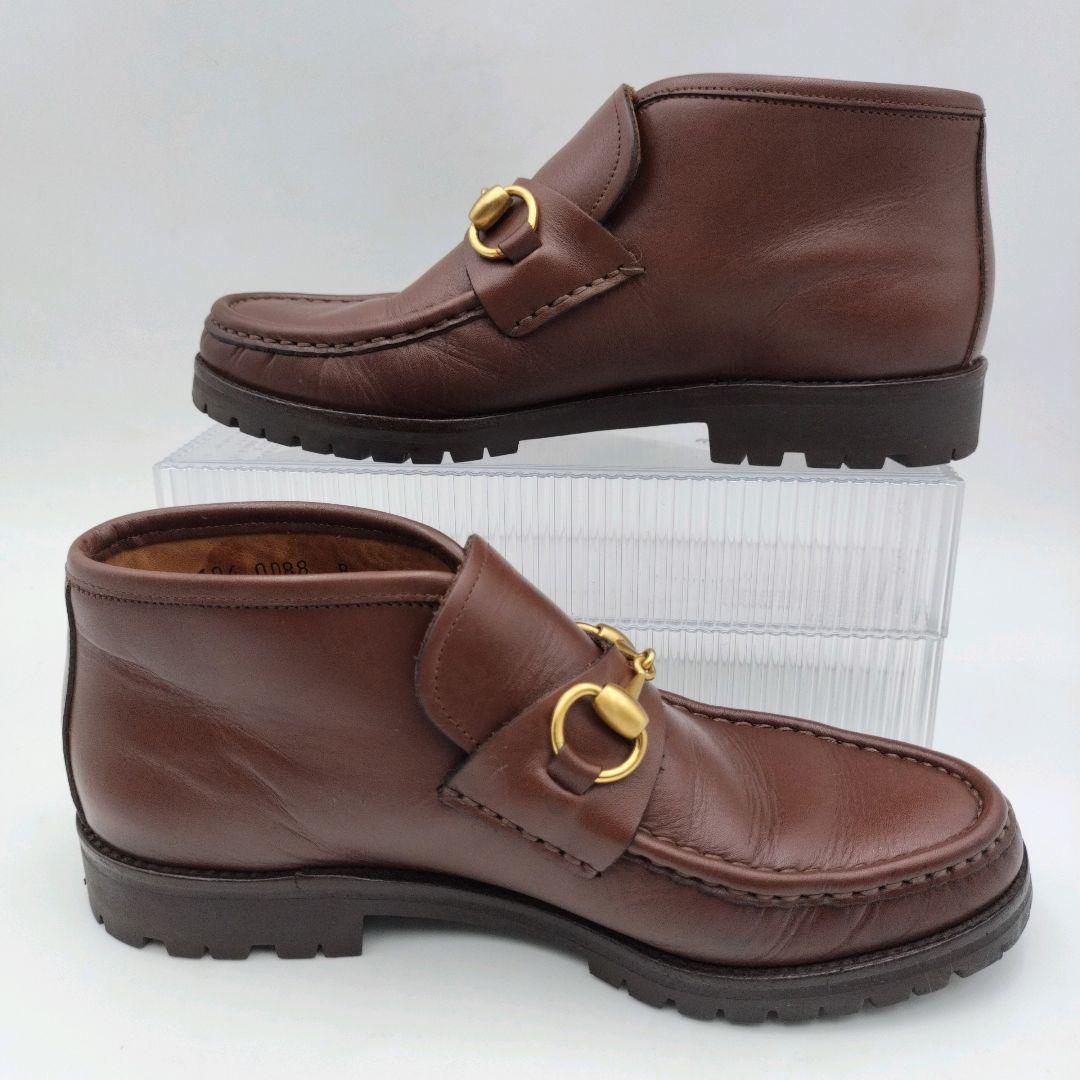 GUCCI グッチ ホースビット 厚底 ローファー ブラウン UK7 本革