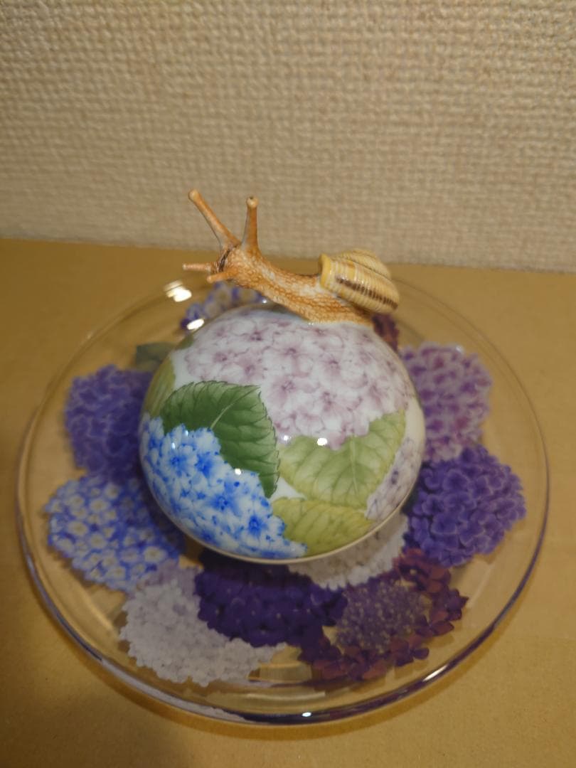 【新品未使用】入手困難作家！春うらら『伊藤早苗』最上位作 釉下彩紫陽花蓋物 共箱