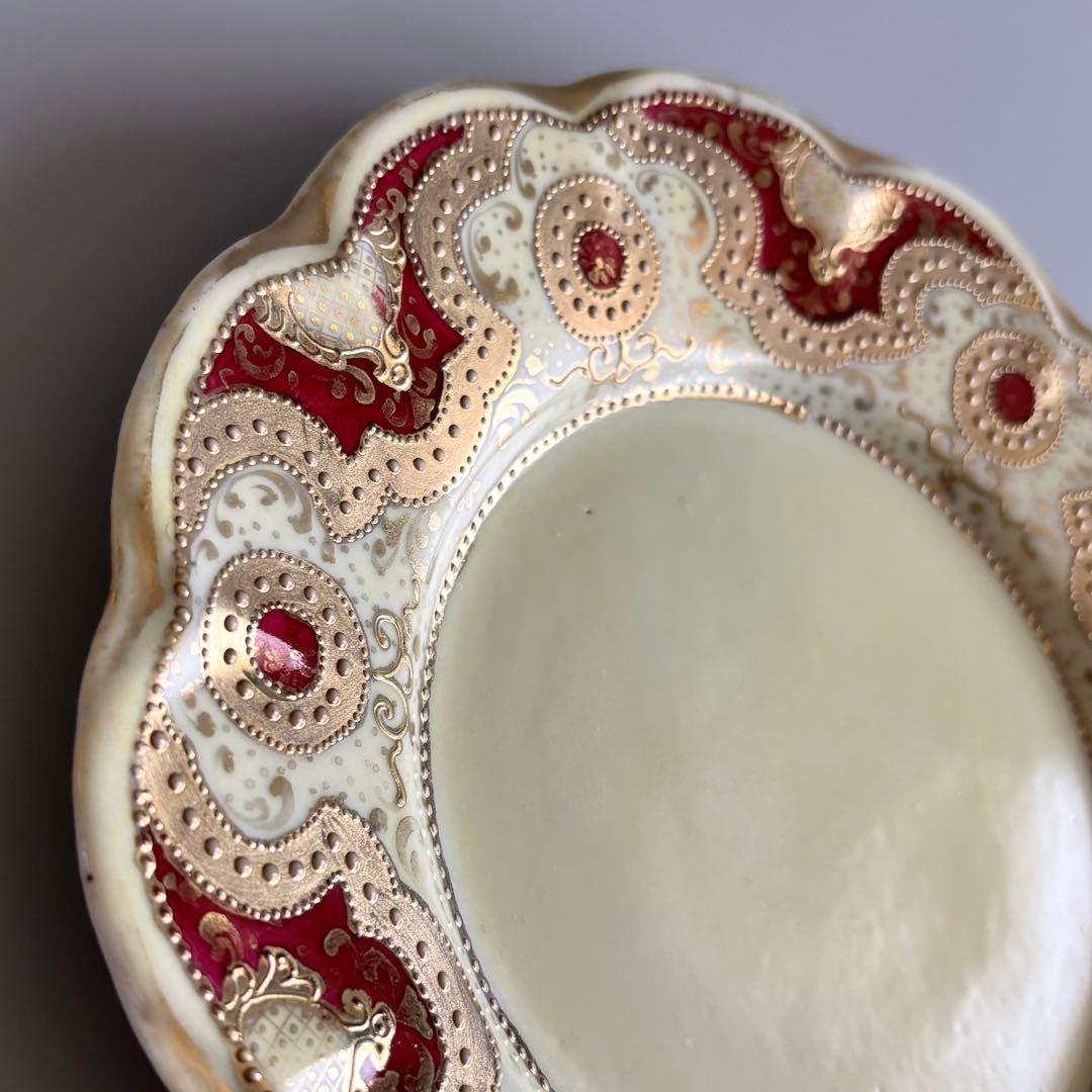 英国製アンティーク 1880年代　ロイヤルウースター　深紅と盛上げ金彩【稀少品】