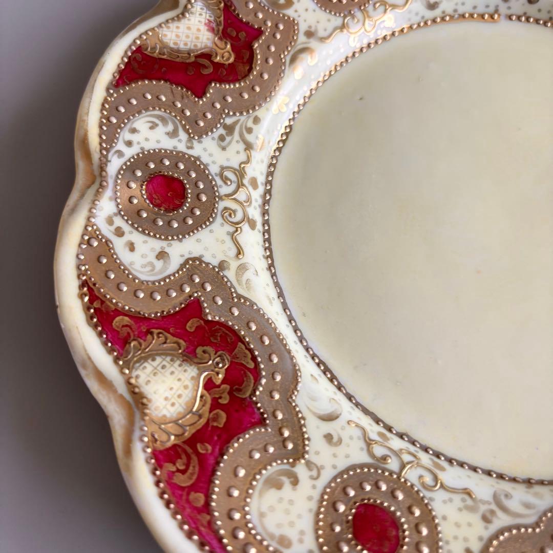 英国製アンティーク 1880年代　ロイヤルウースター　深紅と盛上げ金彩【稀少品】