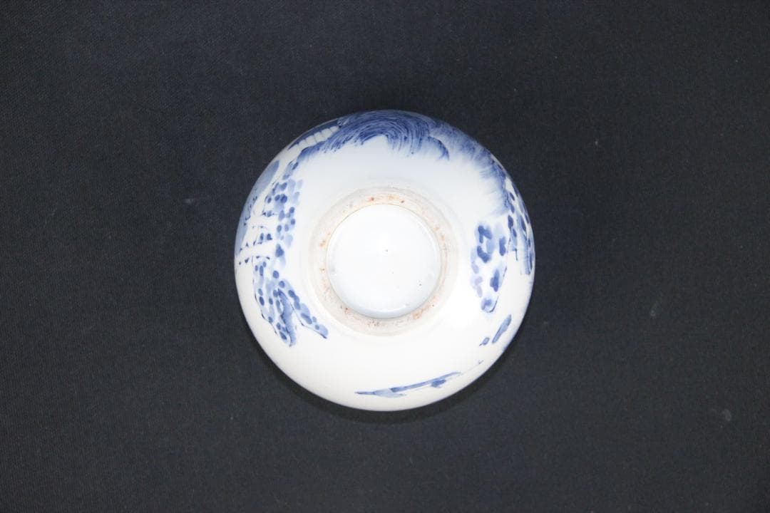 中国美術 南京染付　山水模様　建水　箱付 EA21-21