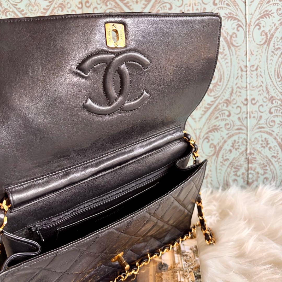 シャネル CHANEL マトラッセ チェーン ショルダーバッグ ラム ブラック