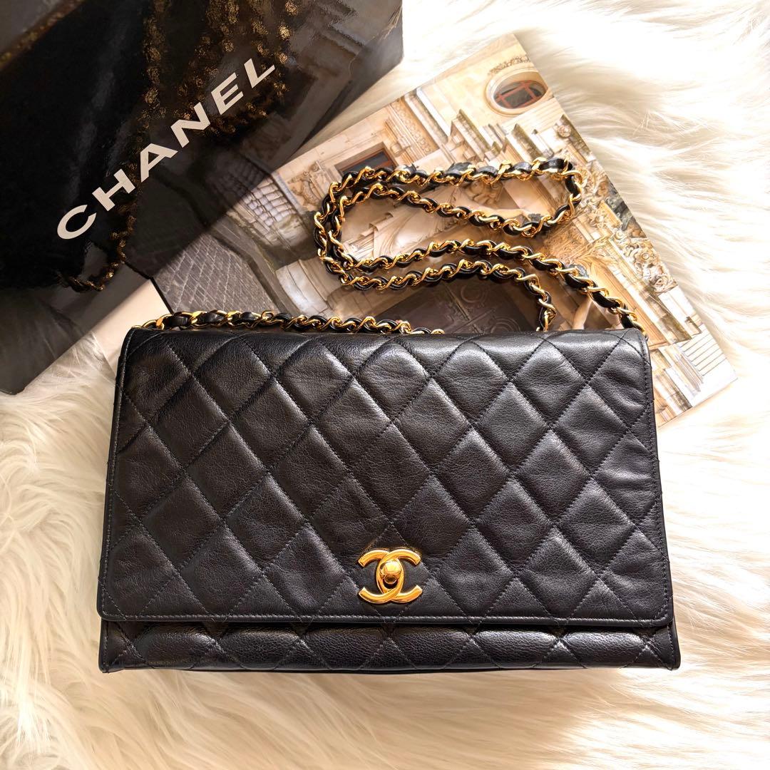 シャネル CHANEL マトラッセ チェーン ショルダーバッグ ラム ブラック