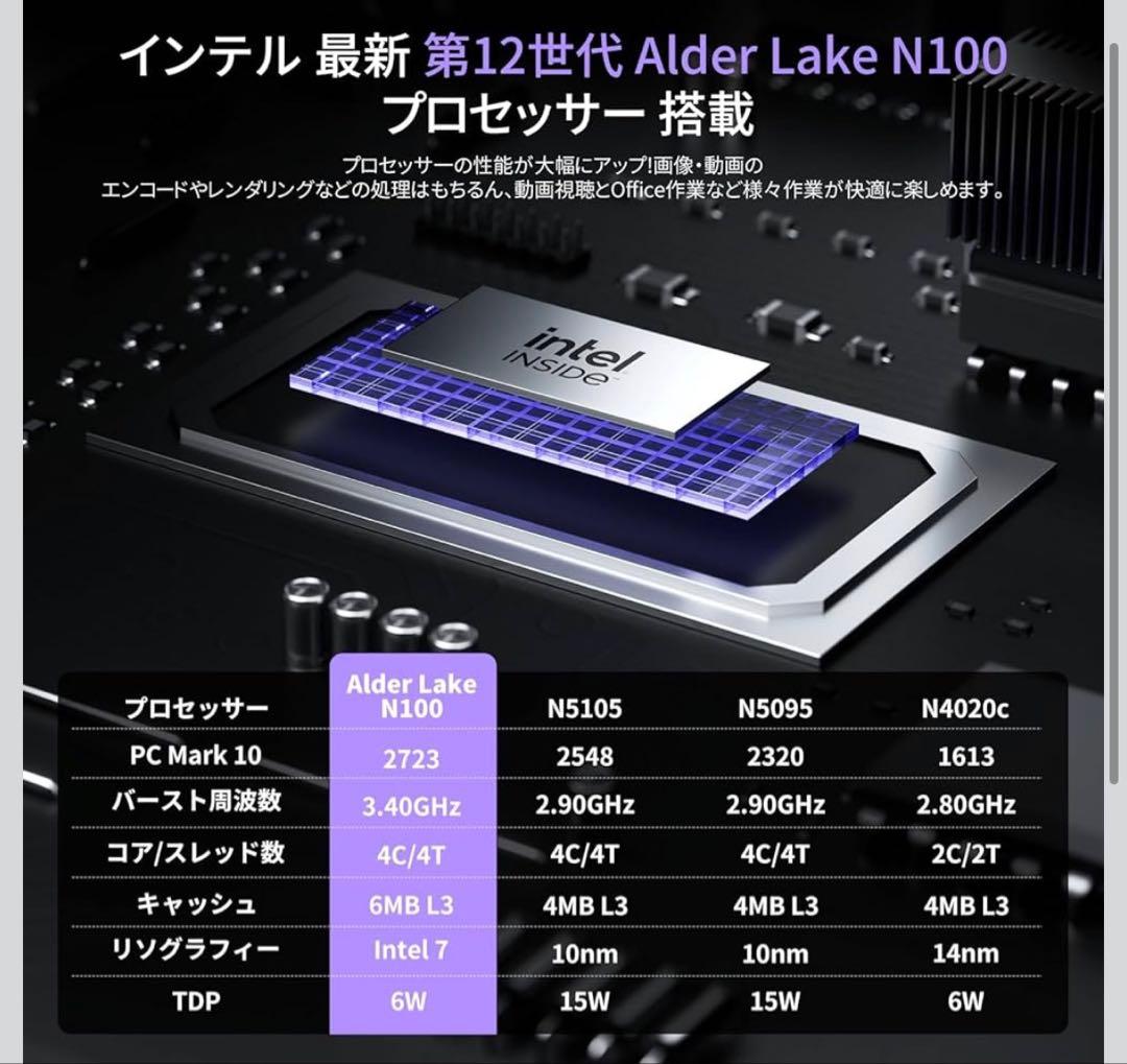 【最終価格】ミニpc n100 高速動作 mini pc n100