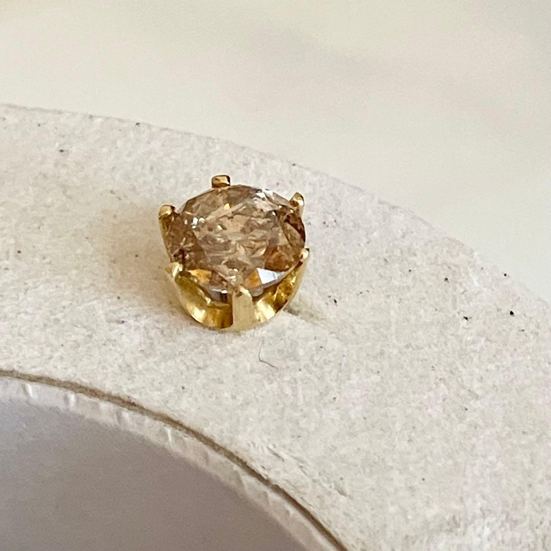 0.5ct ブラウンダイヤモンド ピアス K18 一粒ジュエリー 18金