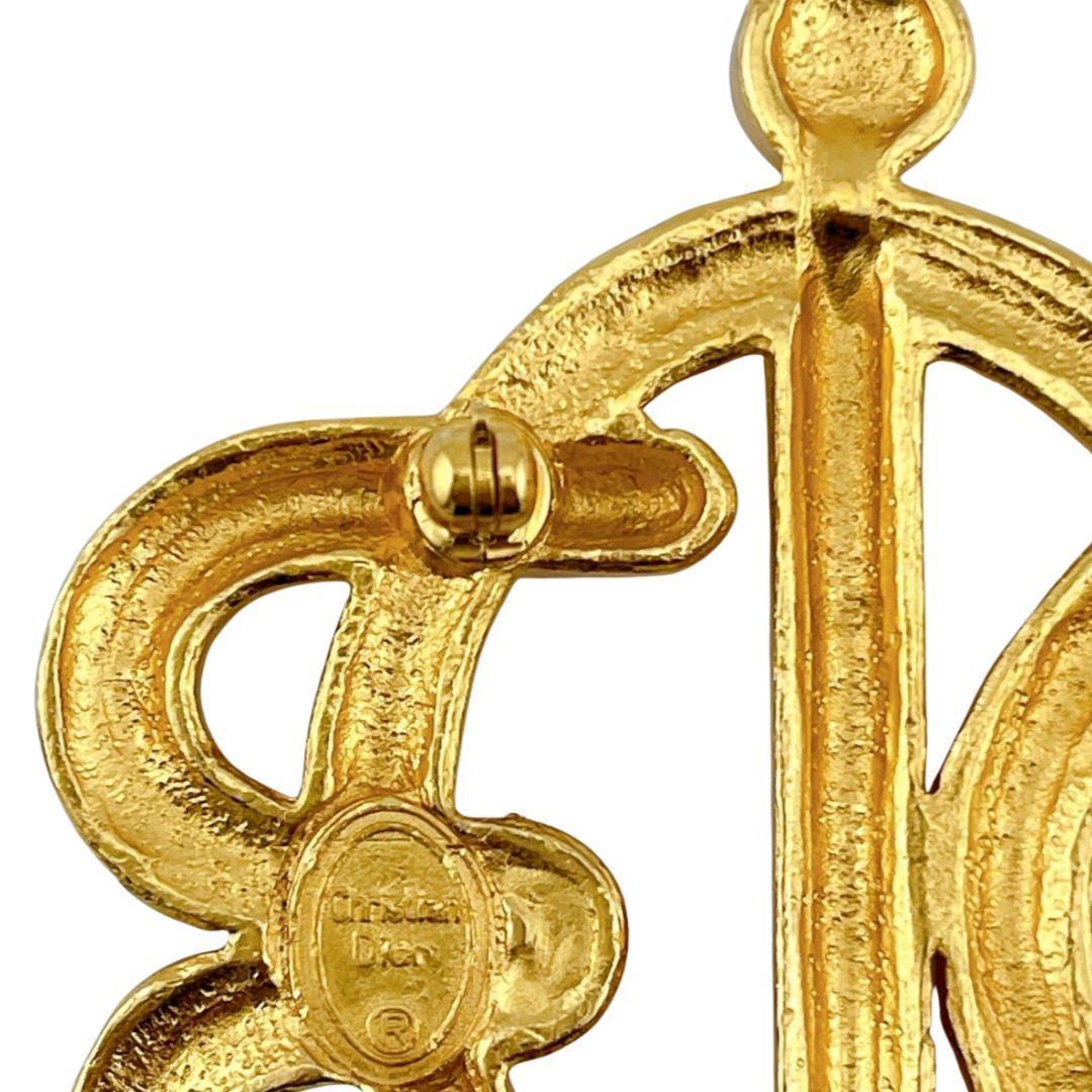 クリスチャンディオール エンブレム ストーン付 ブローチ ヴィンテージ ロープ