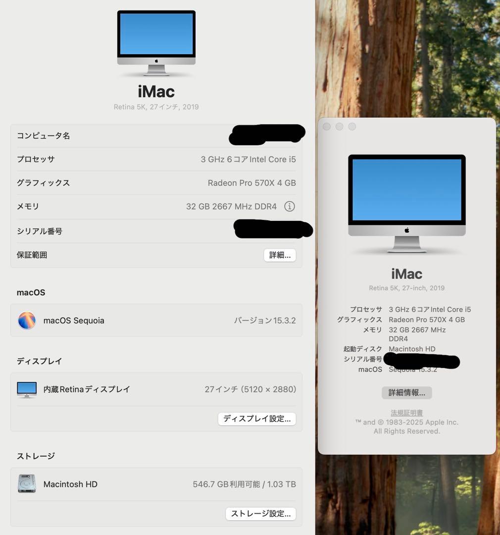 Apple iMac2019 Retinaディスプレイ27インチ　32G 1TB