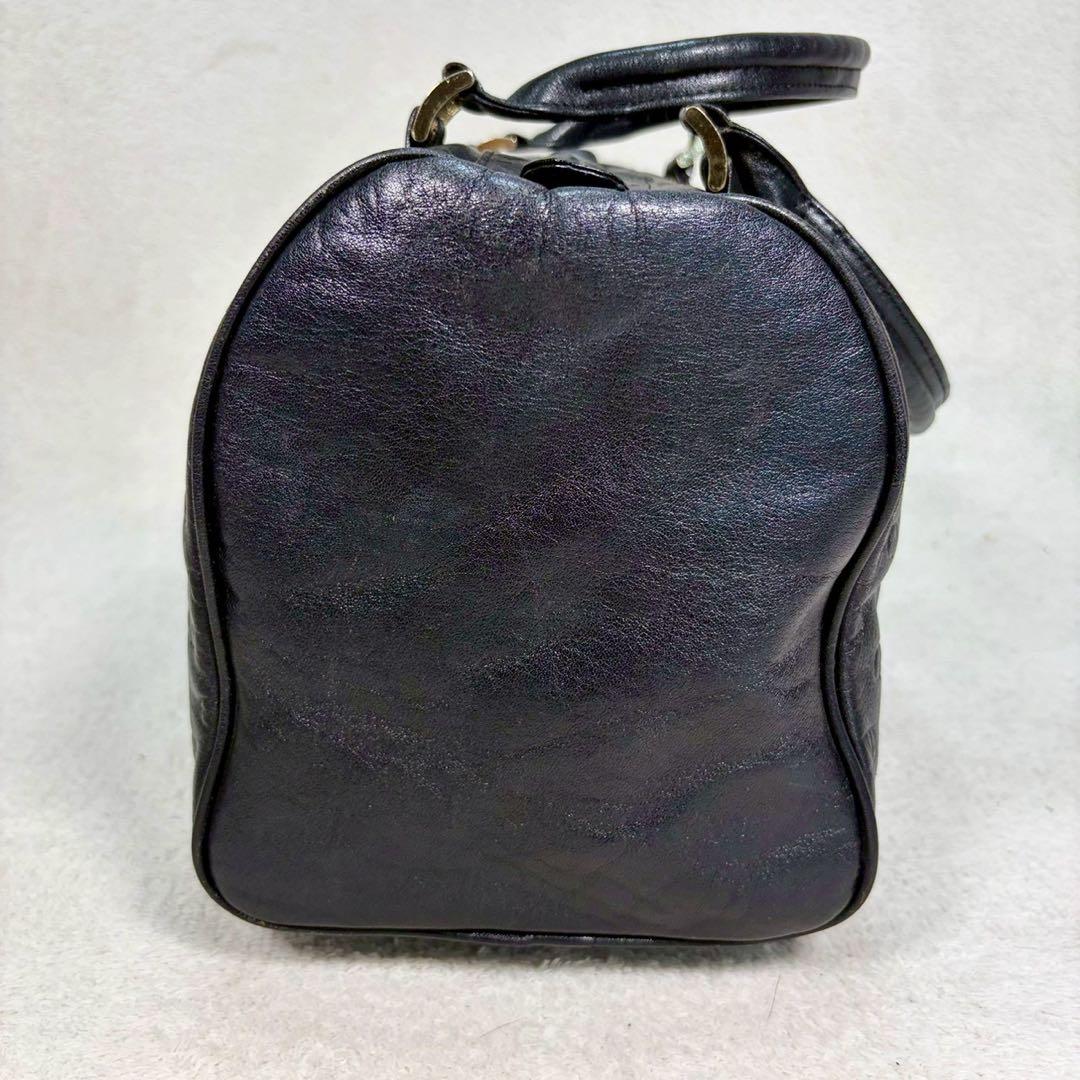 【美品✨】ヴァレンティノ　ミニボストンバッグ　ハンドバッグ　総柄　レザー　黒