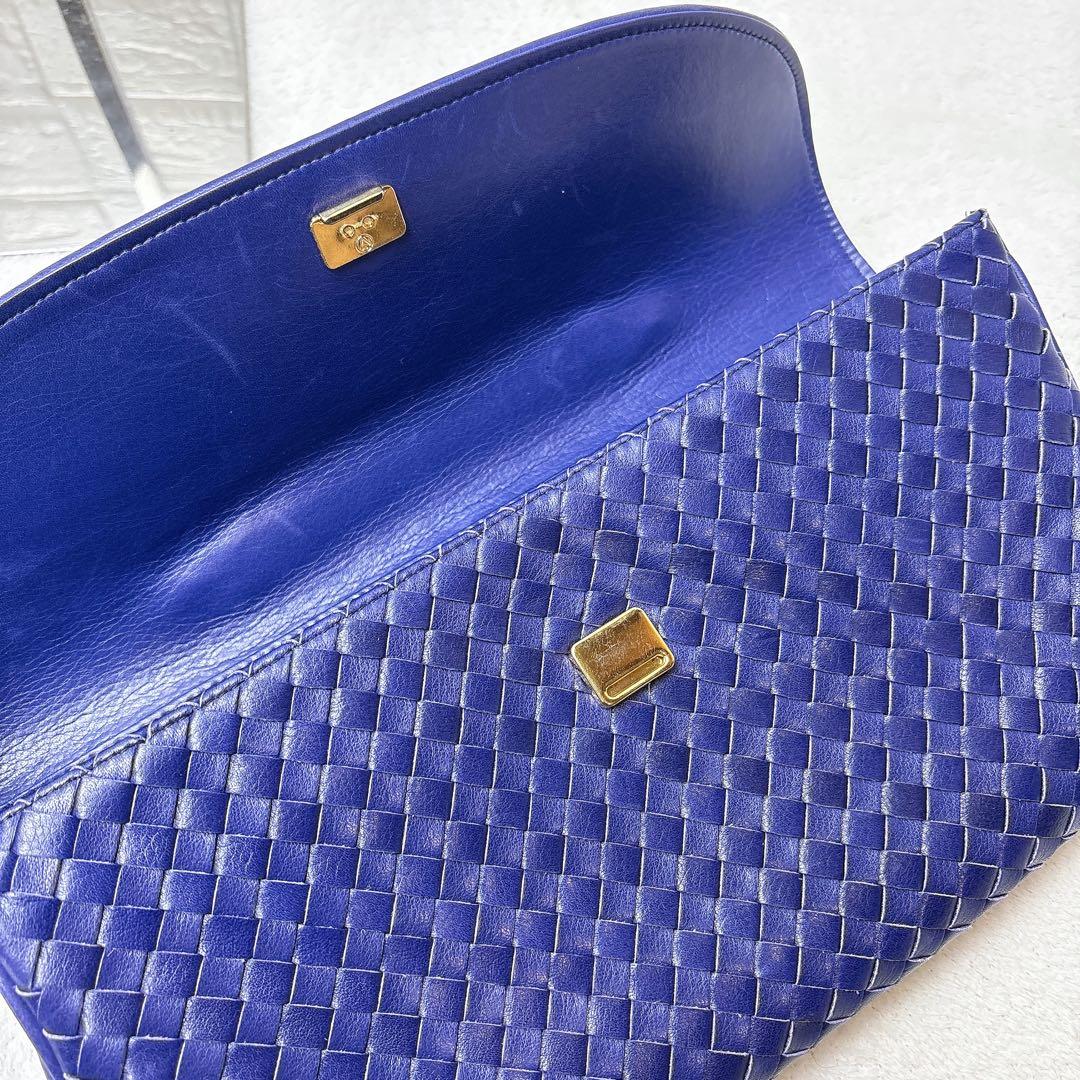 【希少✨】 ハマノ ロイヤルモデル イントレチャート ハンドバッグ レザー 青