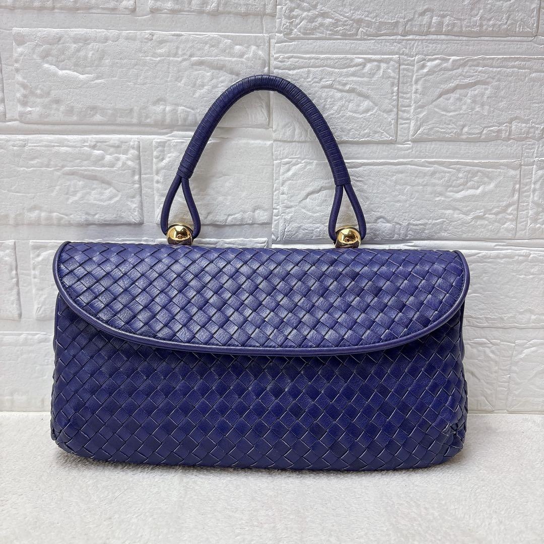 【希少✨】 ハマノ ロイヤルモデル イントレチャート ハンドバッグ レザー 青