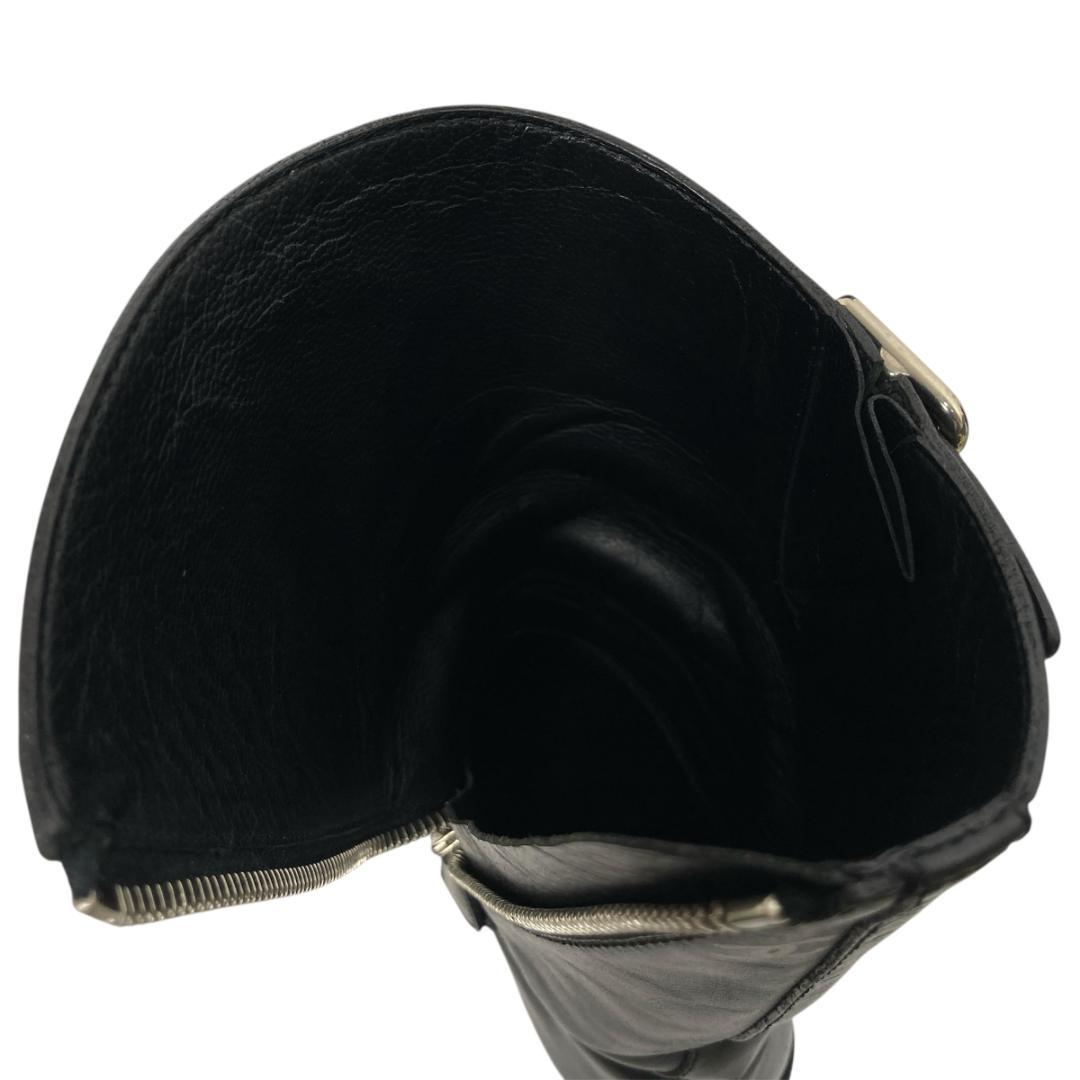 シャネル ココマーク エンジニアブーツ 35C レザー ブラック サイドジップ