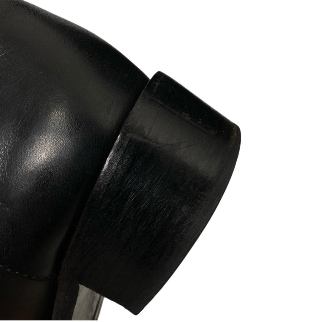 シャネル ココマーク エンジニアブーツ 35C レザー ブラック サイドジップ