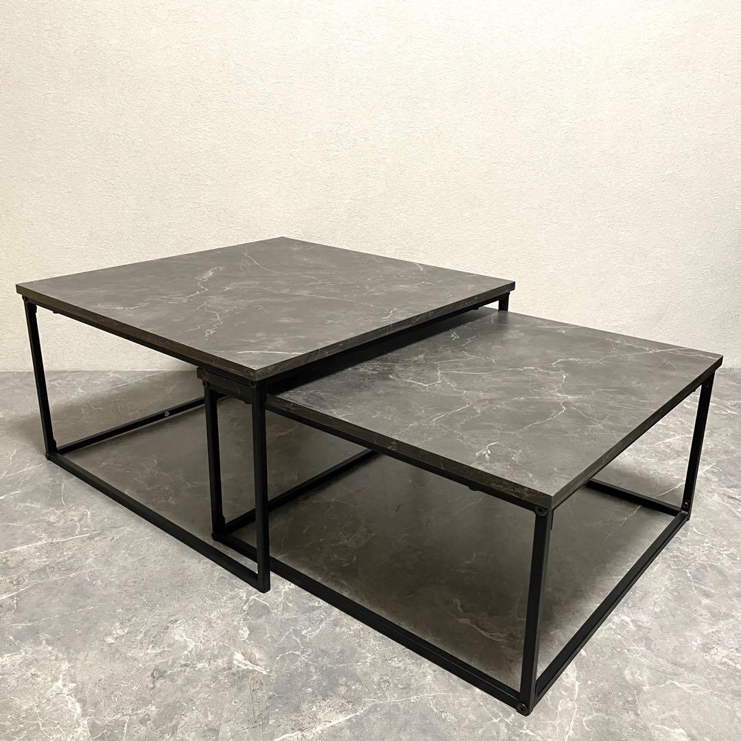 【美品】LOWYA ロウヤ 大理石柄 ネストテーブル　ローテーブル