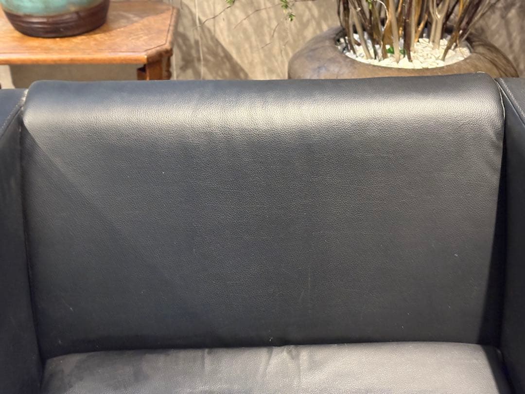 ①ブラック モダン 1人掛けソファ 1Pソファ 合皮レザー アンティーク SG