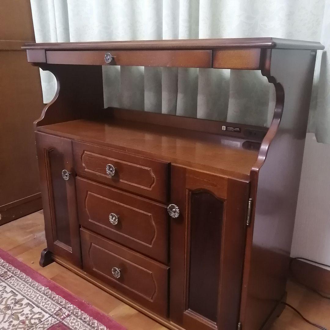 【美品】カリモク　キャビネット　プリンター台　コロニアル　収納棚　キッチンラック