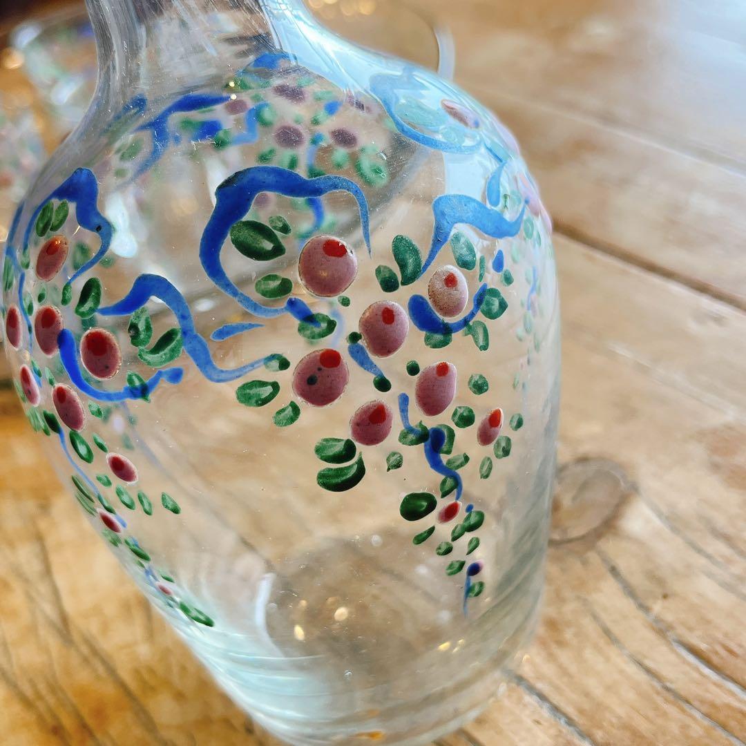 エナメル手描きの花柄が可愛いリキュールグラスSET