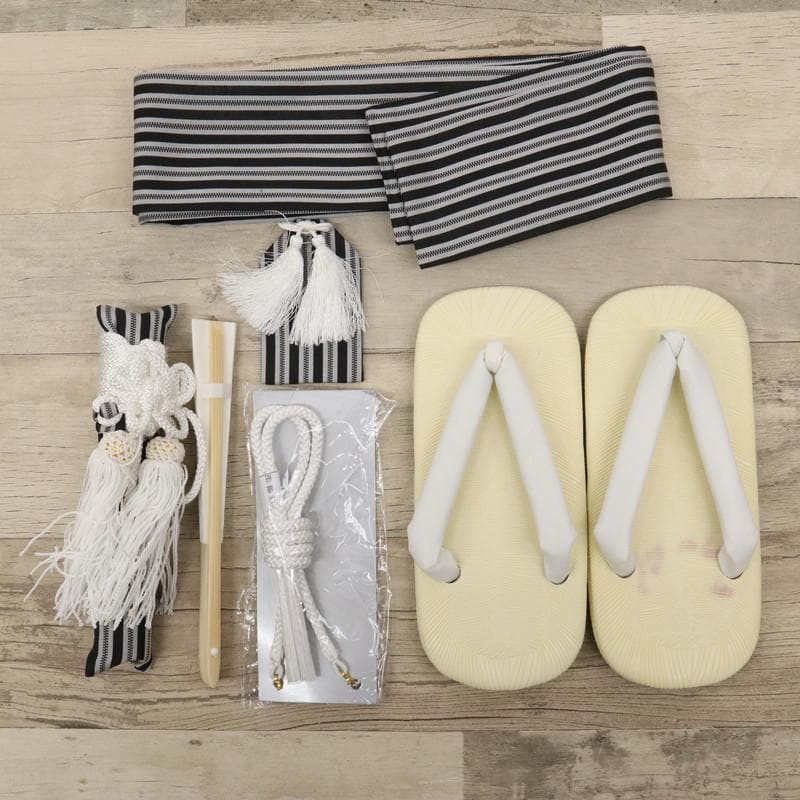 aloha【七五三】羽織袴小物＊5歳男児 縞 黒 グレー 着物 9RH13