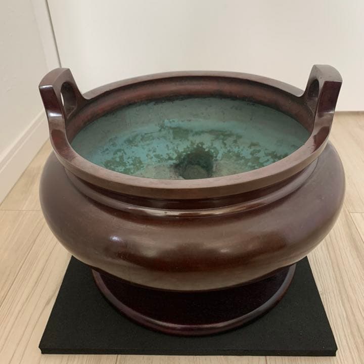 品格のある　喜龍堂造　㐂龍堂　紫銅　宣徳瓶掛　火鉢　金紫銅　唐金　茶道具