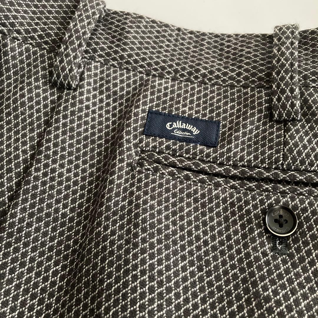 【超美品】Callaway ゴルフパンツ 裏起毛 ストレッチ ダイヤ柄 L 秋冬