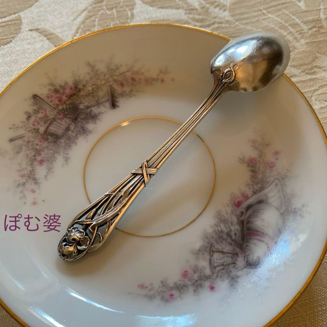 【フランス／純銀】①Henin／スプーン ②Lapeyre／ナイフ 各1本