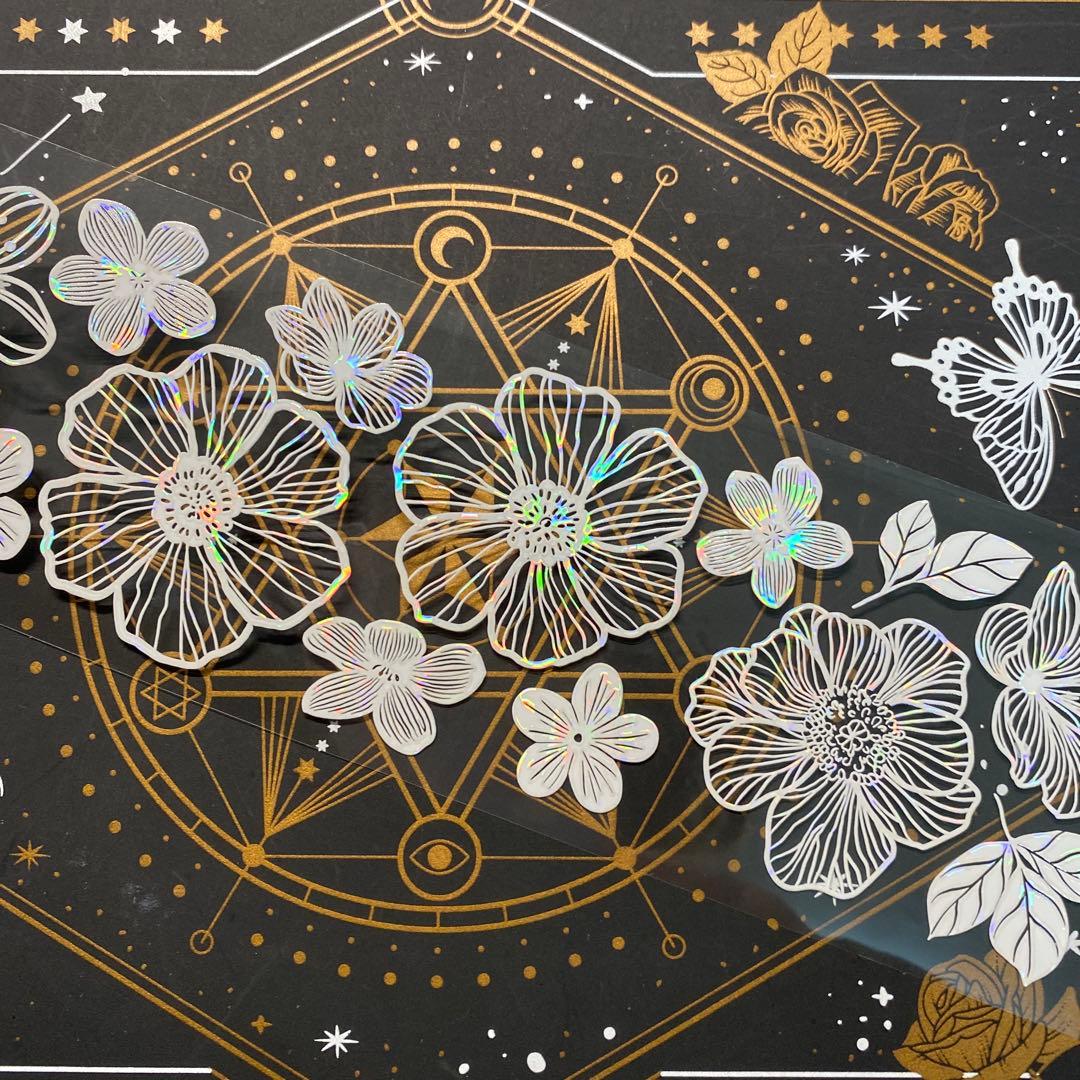 【9268】海外　マステ　中古巻　貝殻光マスキングテープ　お花系