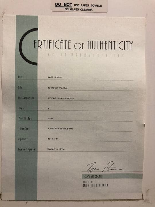 美品Keith Haring Bunny on the Run シルクスクリーン