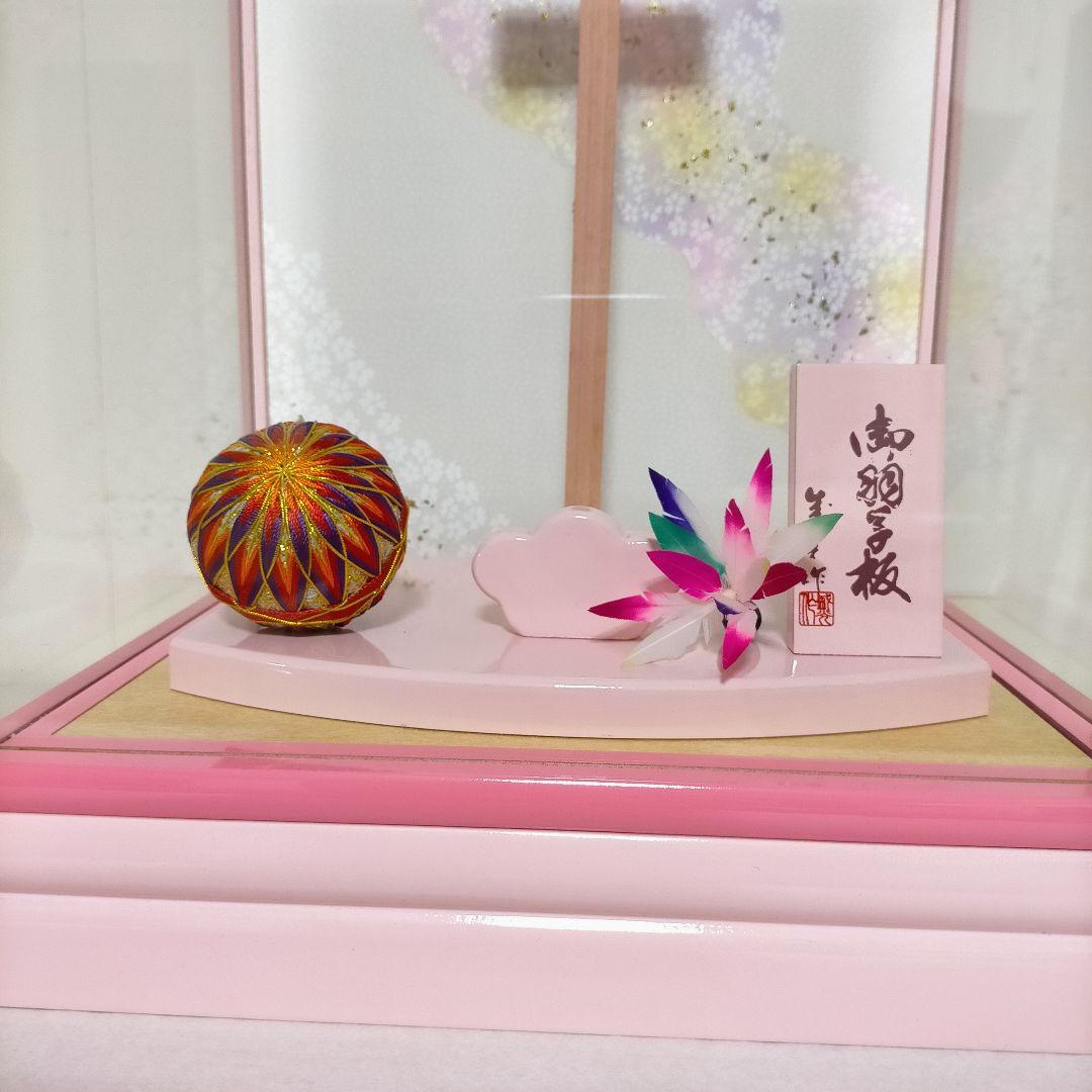 羽子板13号  パノラマ ガラスケース 桃 道明寺 金襴