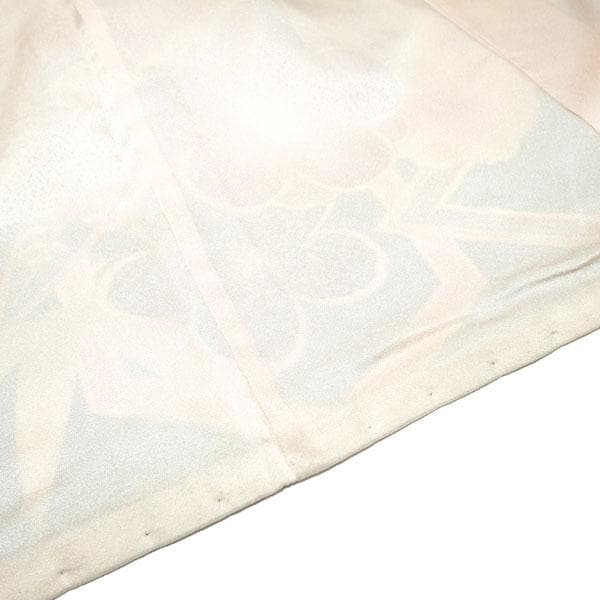 振袖 着物 金彩加工 地紋 黄色 紺色 松竹梅 裄66 Ｌ 中古 sn1462