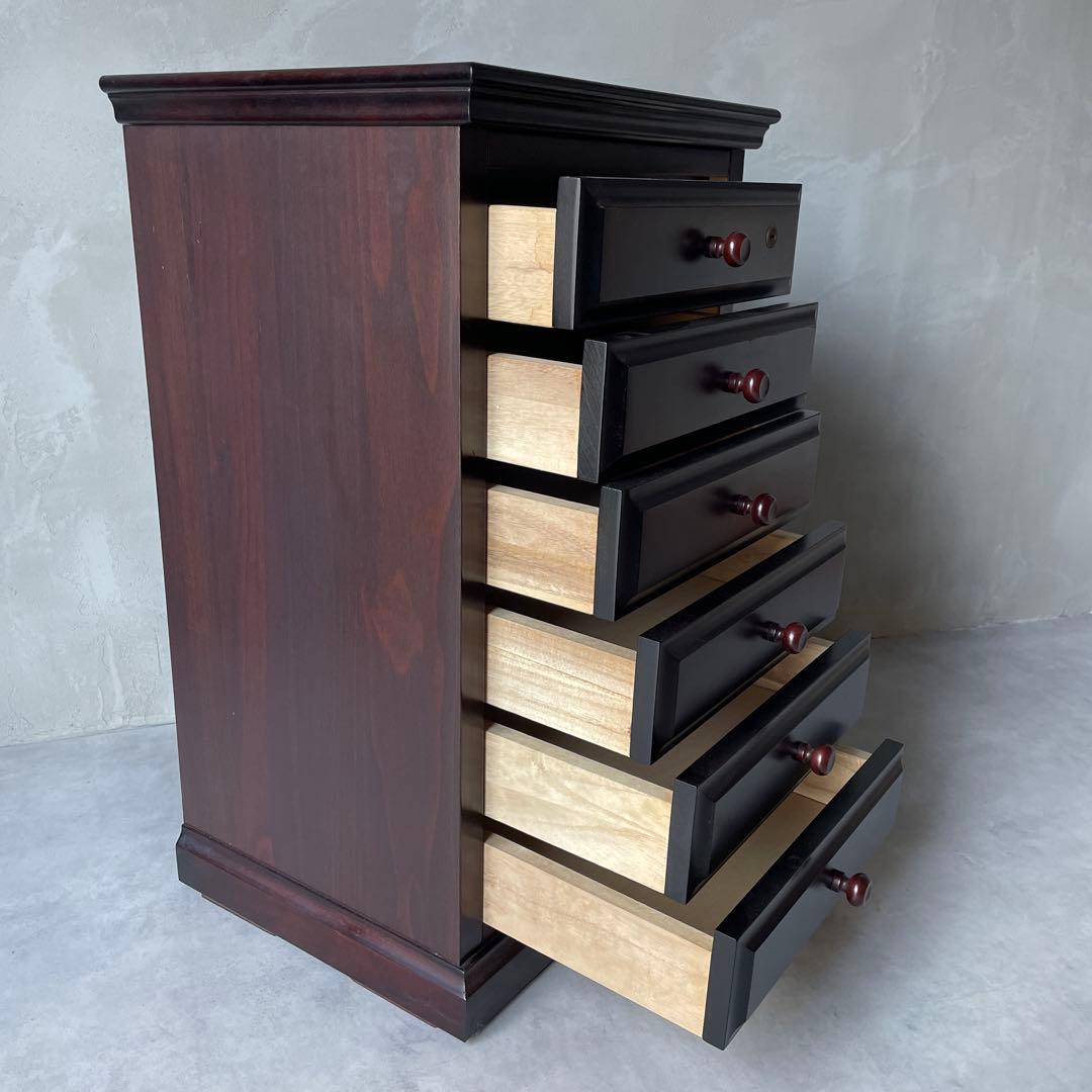 桜材 葉隠 民芸家具 木製 6段抽斗 小箪笥 ナイトテーブル サイドボード