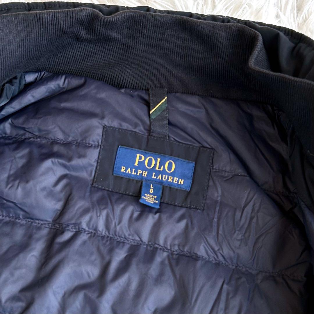 ポロラルフローレン　ダウンジャケット M-65 現行 ロゴワッペン ネイビー L