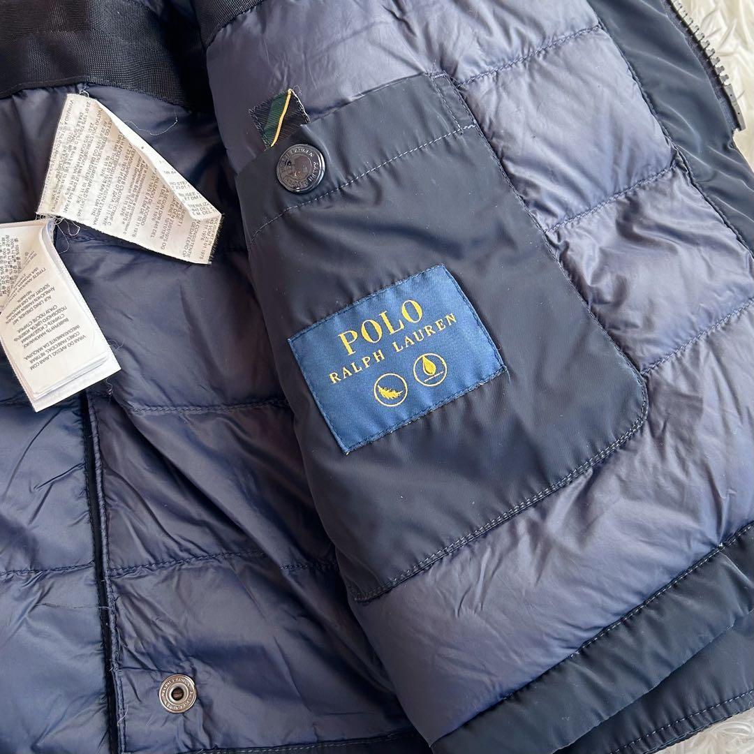 ポロラルフローレン　ダウンジャケット M-65 現行 ロゴワッペン ネイビー L