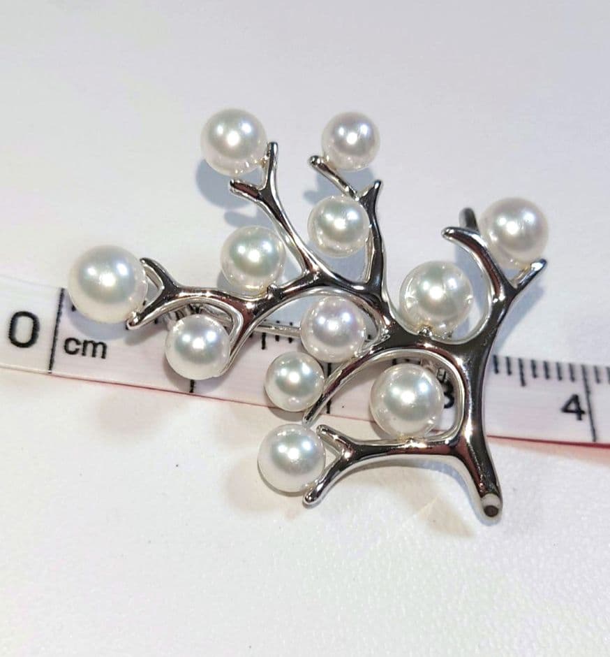 MIKIMOTO 幸福の木ブローチ　SILVER　アコヤ真珠付き
