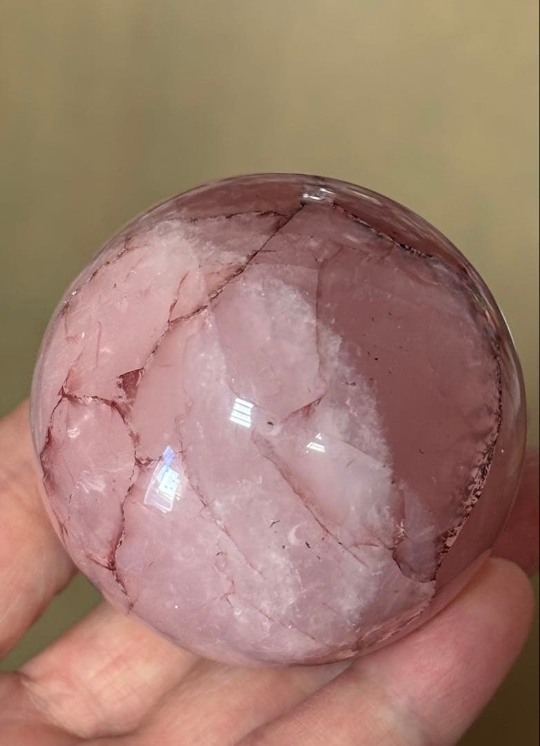 レア　スターローズクォーツ　ファイヤー共生　スフィア5.84cm 六芒星　天然石